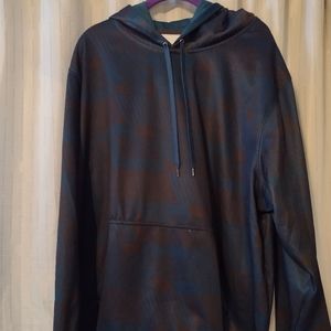 Gray with blue hoodie